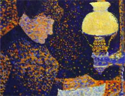 Фрагмент картини Поля Сіньяка “Жінка при світлі лампи”