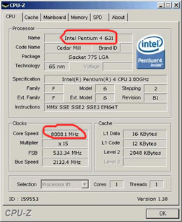 Процесор Pentium 4 “розігнали” до 8 ГГц