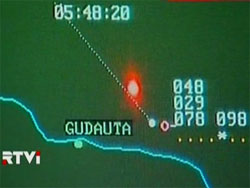 Момент атаки грузинського літака(екран РЛС)