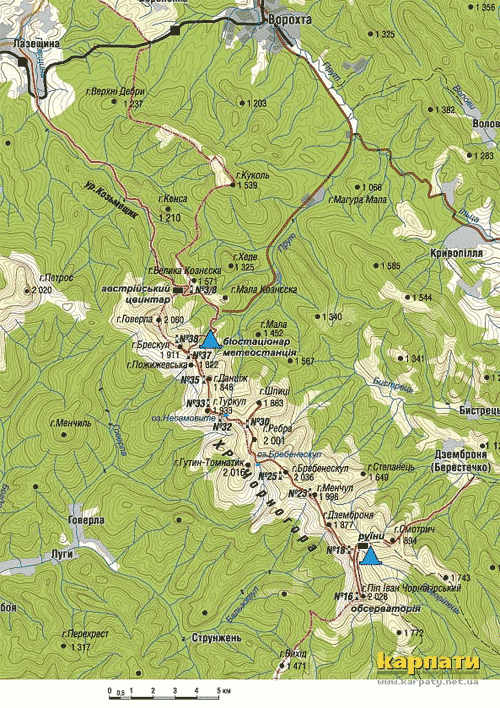 Чорногора. Мапа з сайту www.karpaty.net.ua