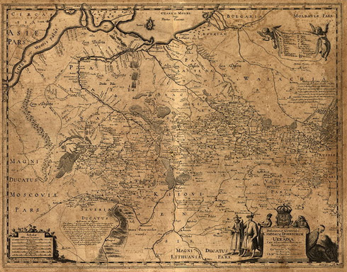 Мапа французького картографа Боплана 1648 року. Сучасна Росiя - це 