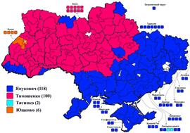 Карта електорального вибору за результатами виборів Президента 2010 року Карта електорального вибору за результатами виборів Президента 2010 року